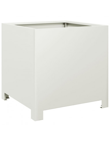 Fioriere da Giardino 2 pz Bianche 40x40x40 cm in Acciaio