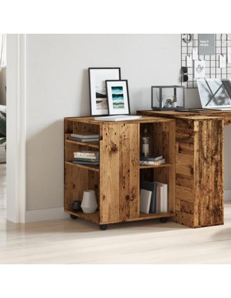 Armadietto con Ruote Legno Antico 60x53x72cm in Truciolato