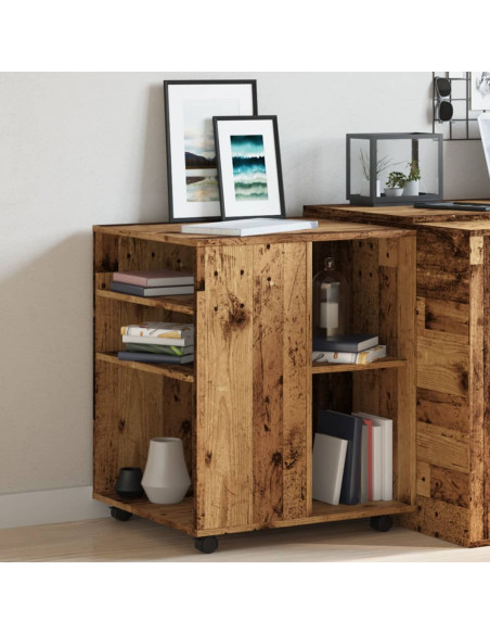 Armadietto con Ruote Legno Antico 60x53x72cm in Truciolato