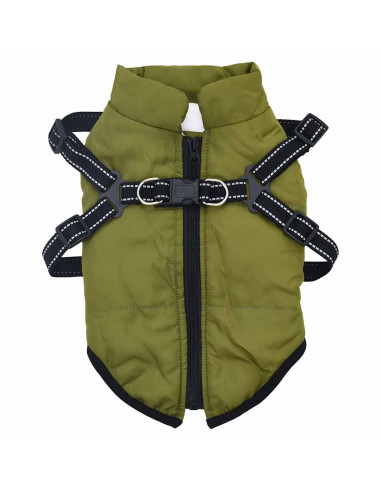 Cappotto Cani Imbracatura Impermeabile Riflettente Verde M