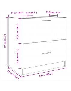 Mobile Lavabo Grigio Sonoma 59x37x59 cm in Truciolare