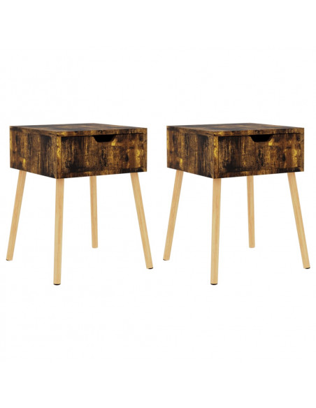 Comodini 2 pz Rovere Fumo 40x40x56 cm in Legno Multistrato