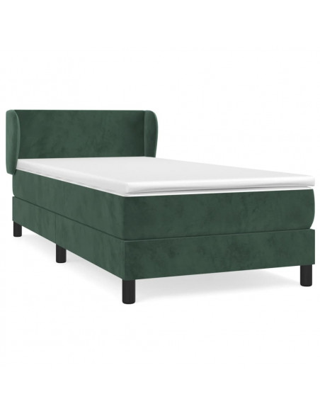 Giroletto a Molle con Materasso Verde Scuro 80x200 cm Velluto