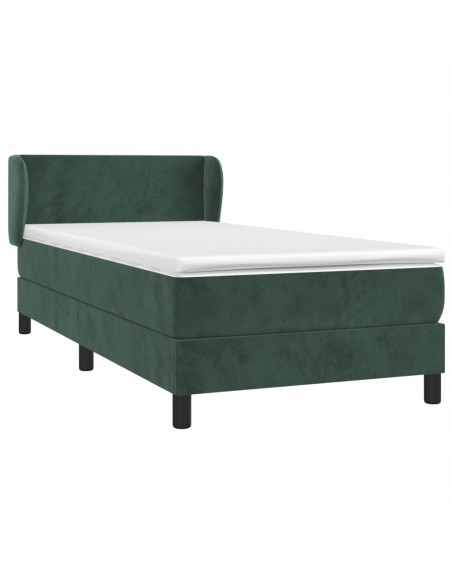 Giroletto a Molle con Materasso Verde Scuro 80x200 cm Velluto