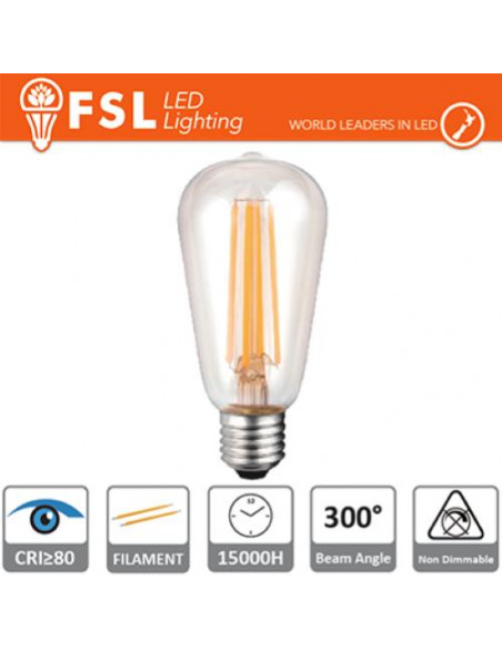LUCE NATURALE - 4000K LAMPADA FILAMENTO EDISON - 6W 4000K E27