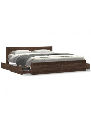 Giroletto Testiera Rovere Marrone 200x200 cm Legno Multistrato