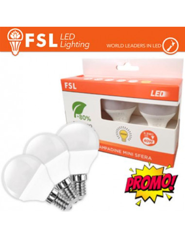 Luce Naturale - 4000K Lampada Mini Sfera E14: Confezione PROMO 3PACK - 6W 4000K