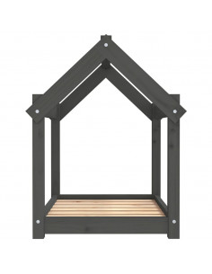 Cuccia per Cani Grigia 71x55x70 cm in Legno Massello di Pino