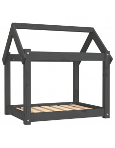 Cuccia per Cani Grigia 71x55x70 cm in Legno Massello di Pino 2