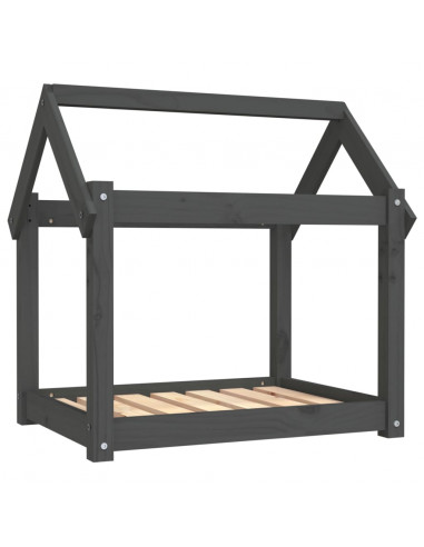 Cuccia per Cani Grigia 71x55x70 cm in Legno Massello di Pino