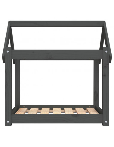 Cuccia per Cani Grigia 71x55x70 cm in Legno Massello di Pino