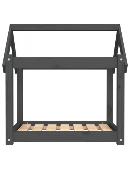 Cuccia per Cani Grigia 71x55x70 cm in Legno Massello di Pino