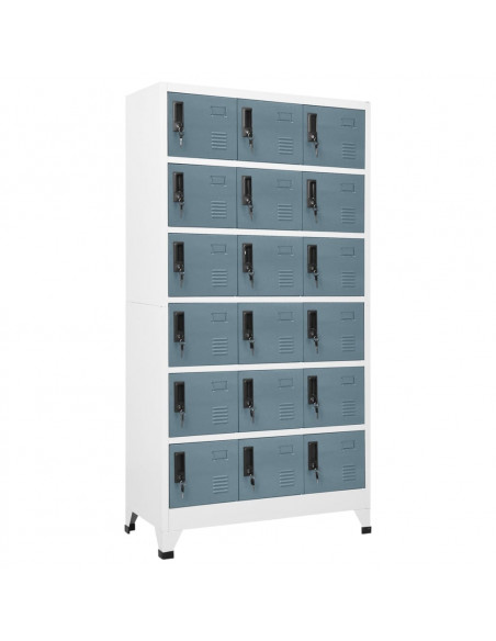 Armadietto con Chiave Grigio Chiaro e Scuro 90x40x180cm Acciaio