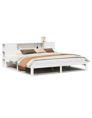 Letto Libreria senza Materasso Bianco 200x200 cm Legno di Pino