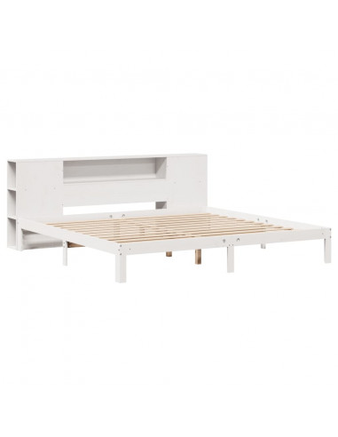 Letto Libreria senza Materasso Bianco 200x200 cm Legno di Pino