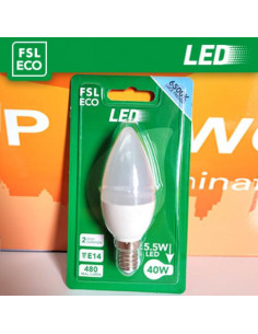 LUCE FREDDA - 6500K LAMPADA OLIVA BLISTER - 5,5W 6500K E14
