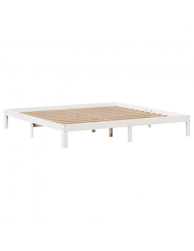 Letto Libreria senza Materasso Bianco 200x200 cm Legno di Pino
