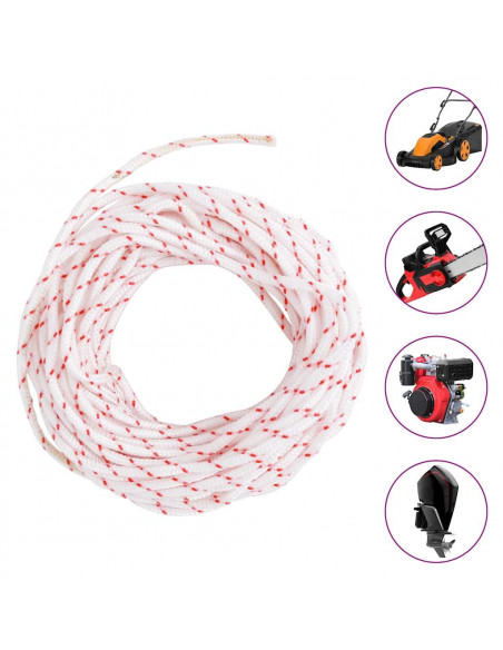 Fune di Avviamento a Strappo Bianco e Rosso Ø3 mm 10 m in Nylon