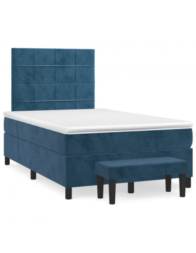 Giroletto a Molle con Materasso Blu Scuro 120x200 cm in Velluto