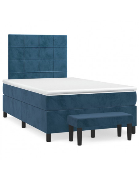 Giroletto a Molle con Materasso Blu Scuro 120x200 cm in Velluto