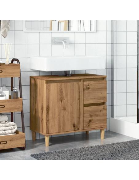 Mobile Sottolavabo Rovere Artigianale 65x33x60 cm in Truciolato