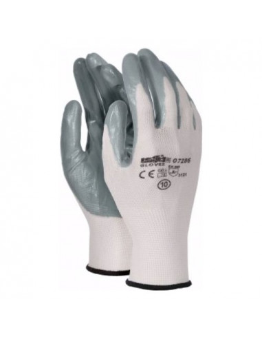 Guanti lavoro Issaline 7286 Nitrile Bianco e Grigio Bianco e Grigio