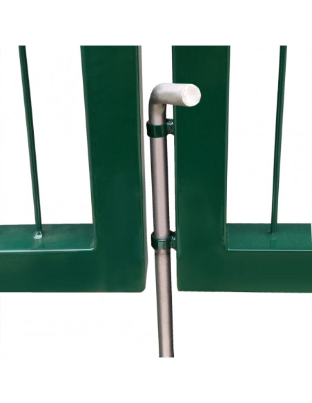 Cancello di Recinzione con Paletti 350x100 cm in Acciaio Verde