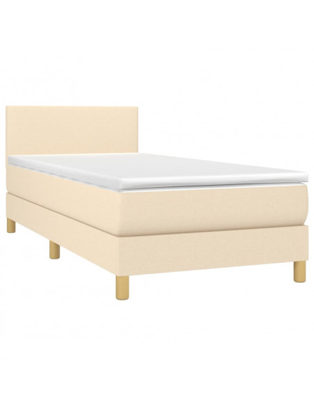 Letto a Molle con Materasso e LED Crema 80x200 cm in Tessuto