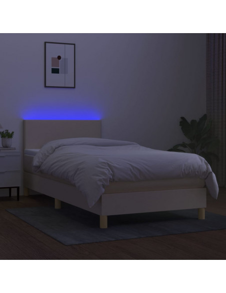 Letto a Molle con Materasso e LED Crema 80x200 cm in Tessuto