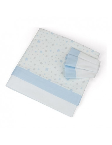 Lenzuola lettino Baby Idea L2006AZ STELLINE Set Completo Azzurro Azzur