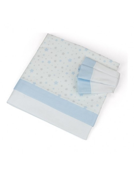 Lenzuola lettino Baby Idea L2006AZ STELLINE Set Completo Azzurro Azzur