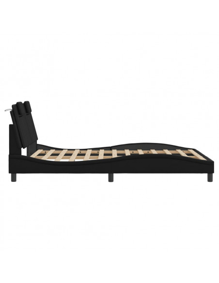 Giroletto con Testiera Nero 140x190 cm in Similpelle