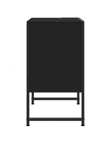 Mobile Lavabo Bagno Nero 60x30x60 cm in Legno Multistrato