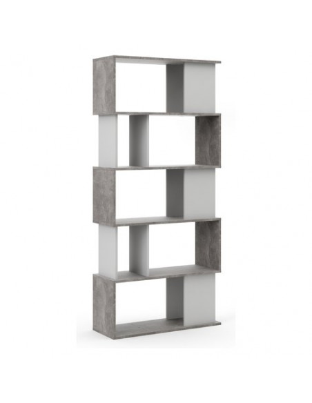 Libreria Tvilum 71735GX49 MAZE Ossido cemento e Bianco Ossido cemento