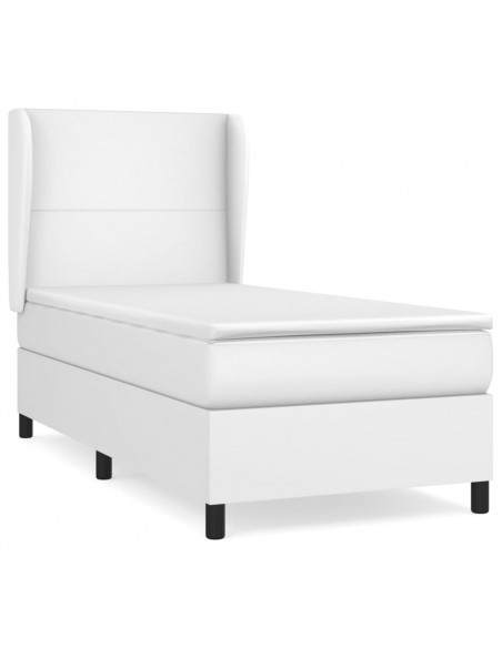 Giroletto a Molle con Materasso Bianco 100x200 cm in Similpelle