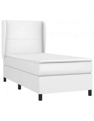 Giroletto a Molle con Materasso Bianco 100x200 cm in Similpelle