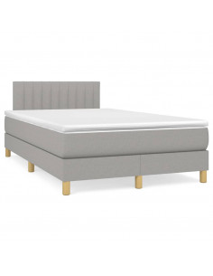 Giroletto a Molle con Materasso Grigio Chiaro 120x200cm Tessuto 2