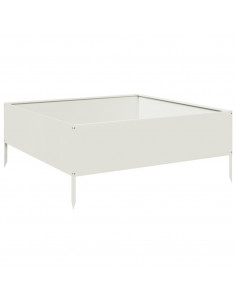 Fioriera Rialzata da Giardino Bianca 100x100x25 cm in Acciaio 2