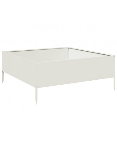 Fioriera Rialzata da Giardino Bianca 100x100x25 cm in Acciaio