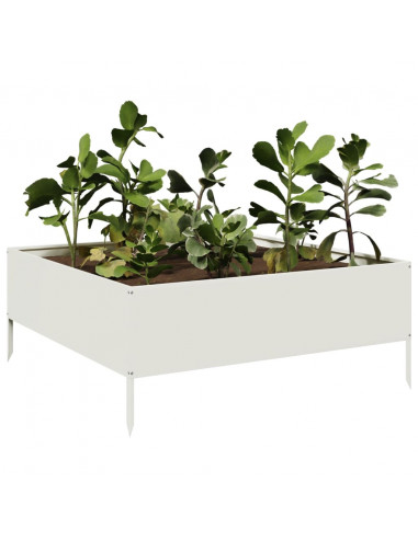 Fioriera Rialzata da Giardino Bianca 100x100x25 cm in Acciaio