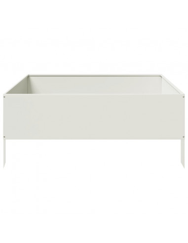 Fioriera Rialzata da Giardino Bianca 100x100x25 cm in Acciaio