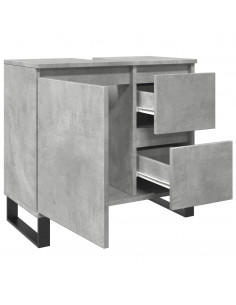 Armadietto da Bagno Grigio Cemento 65x33x60cm in Truciolato 2