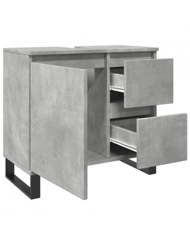 Armadietto da Bagno Grigio Cemento 65x33x60cm in Truciolato