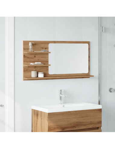 Mobile Bagno Specchio Rovere Artigianale 90x11x45 cm Truciolato
