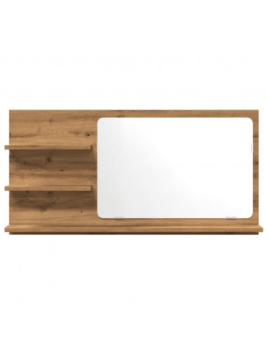 Mobile Bagno Specchio Rovere Artigianale 90x11x45 cm Truciolato