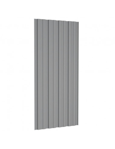 Pannelli da Tetto 12 pz in Acciaio Zincato Grigio 100x45 cm