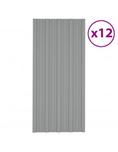 Pannelli da Tetto 12 pz in Acciaio Zincato Grigio 100x45 cm 2