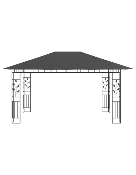 Gazebo con Zanzariera e Luci LED 4x3x2,73 m Antracite