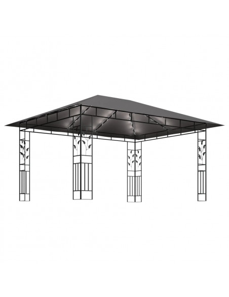 Gazebo con Zanzariera e Luci LED 4x3x2,73 m Antracite