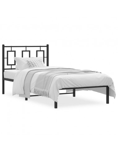 Giroletto con Testiera in Metallo Nero 90x190 cm